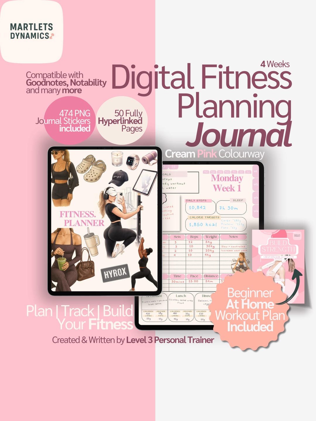 Digital Fitness Planner | 4 Week Workout and Weight Loss Journal ...