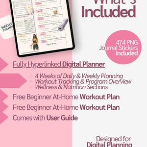 Digital Fitness Planner | 4 Week Workout and Weight Loss Journal | Trainer Designed Health and Meal Tracker for iPad, Android, GoodNotes image 6
