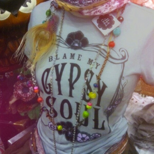 Sz 20-22 | Gypsy Top. Blame My Gypsy Soul shirt. Plus Size Gypsy Clothing. Grey Gypsy T shirt. Rock your Gypsy Soul. Plus Size Festival Top.