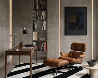 Black White Striped Area Rug, Modern Geometric Rug, Contemporary Living Room Carpet, Minimalist Bedroom Rug, Scandinavian Home Decor