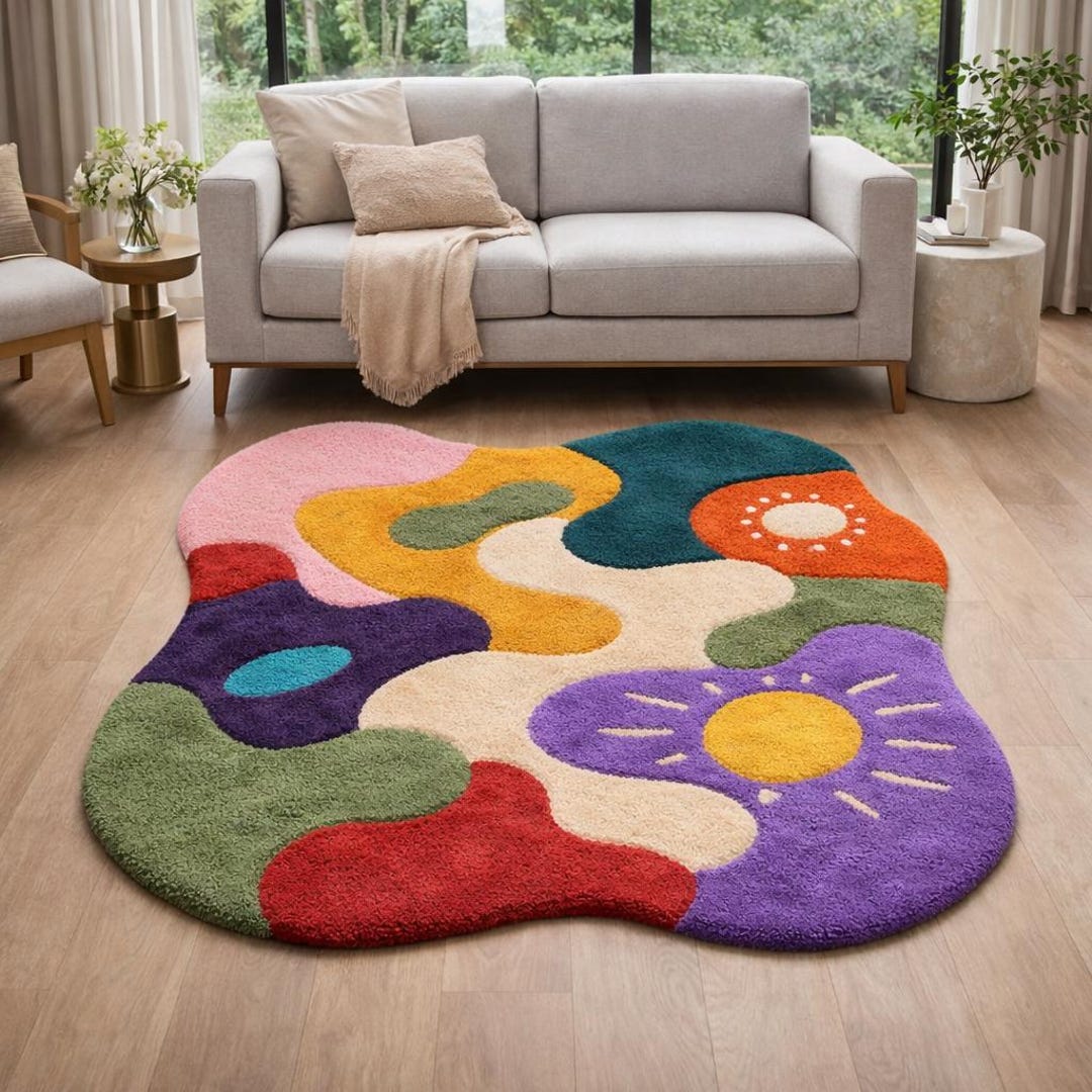 Abstract Tufted Area Rug – Colorful Irregular Boho Décor - Etsy