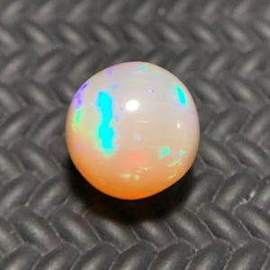 Natural Ethiopian Opal Ball Cabochon, 3.20 Carats Brown With Rainbow Fire Gemstone For Jewelry Making & Healing, 8.90 MM
