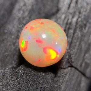 Natural Ethiopian Opal Ball Cabochon, 7 MM Yellow Color With Rainbow Fire Sphere Gem For Jewelry Making & Healing, 1.50 Carats