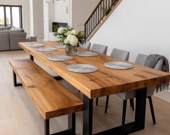 Handmade Solid Walnut Dining Table, Custom Farmhouse Wood Table