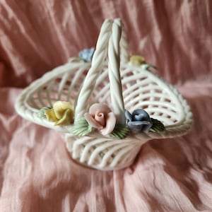 Porcelain Girl With Flower Basket Figurine - Etsy