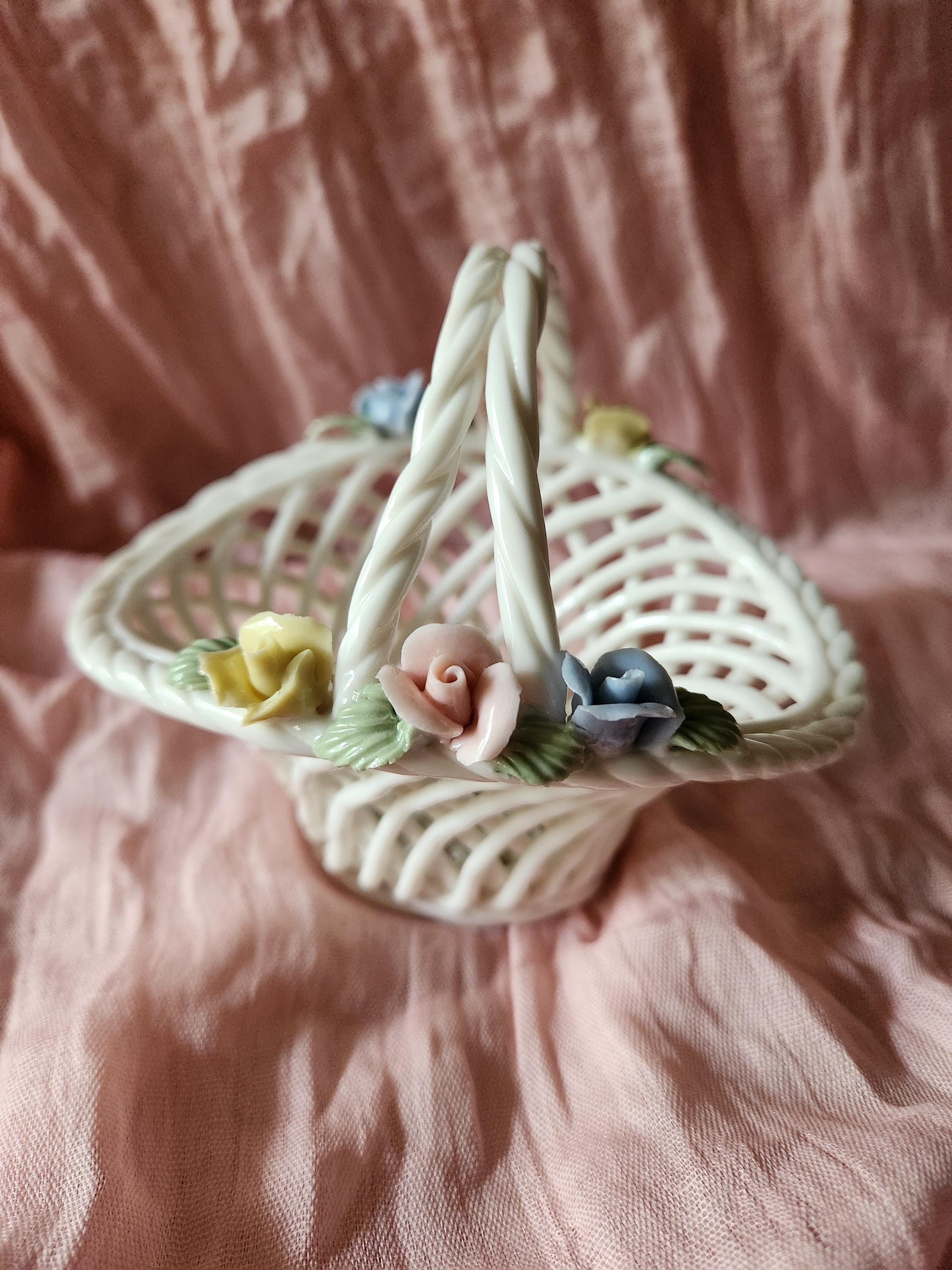 Porcelain Girl With Flower Basket Figurine - Etsy