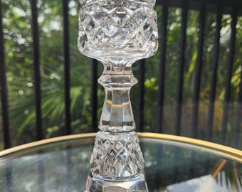 Vintage Cut Crystal Pedestal Salt Shaker – Diamond Cut, Gold-Tone Topper