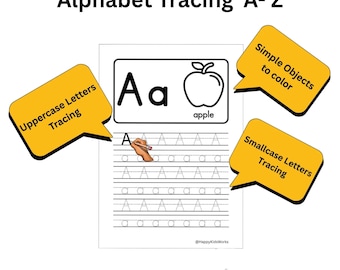 Alphabet Lernarbeitsblätter für Kinder | A - Z Buchstaben üben druckbare PDF | Vorschule & Kindergarten | Übungsblätter zum Nachzeichnen