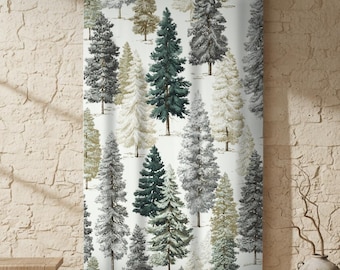 Verduisteringsgordijn, dennenboompatroon, bosontwerp, Scandinavisch decor, minimalistische kunst, bosstijl, boshuis, aangepast gordijn, raamgordijn