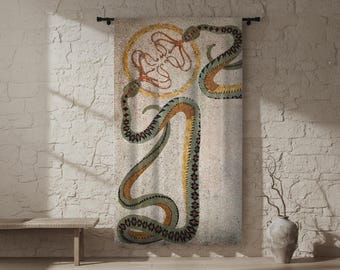 Mosaik Schlangen Verdunkelungsvorhang, Antike Mythologie Vorhänge, Mediterran Stange Tasche Panel, Schlange Oktopus Fenster Abdeckung, künstlerische Wohnkultur Gif