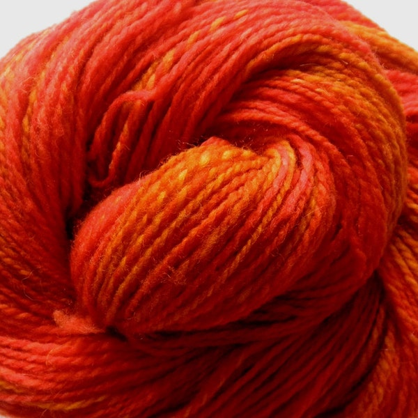 Handspun Yarn "Electric Fire" Superwash BFL Two Ply