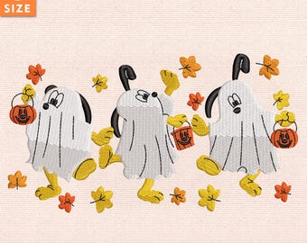 ハロウィン刺繍デザイン、ハロウィン漫画犬刺繍デザイン、彼女へのハロウィンギフト、漫画犬刺繍ファイル、即時ダウンロード