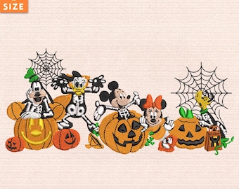 Halloween Skeleton Mouse Embroidery Bundle, Spooky Pumpkin Character Embroidery Designs, Halloween Machine Embroidery, Instant Download