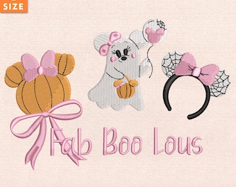 Fab Boo Lous Embroidery File, Pink Ghost Embroidery, Halloween Spooky Embroidery Design, Fall Embroidery Pattern, Instant Download