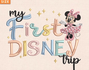 Diseño de bordado de Magic Kingdom, Bordado para niños en Magicland First, Archivo de bordado "Mi primer viaje a Magicland", Castillo de moda, Descarga instantánea