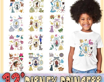 Princess Family Embroidery Bundle, Magic Kingdom Embroidery Design, Vintage Coquette Princess Embroidery Design, Instant Download