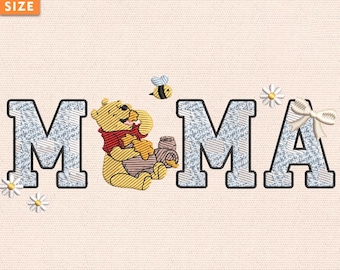 Mama Bär Stickdatei, süße Mutter zu sein Design, Muttertag Stichmuster, Satinstich Stickerei, sofort Download