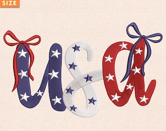 Desenho de bordado Coquette USA, desenho de bordado para o 4 de julho, desenho de bordado à máquina, 3 tamanhos, download instantâneo