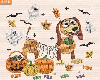 Retro Halloween Toy Dog Embroidery Design, Halloween Toy and Friends Embroidery, Trick Or Treat Embroidery, Instant Download