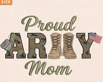 Proud Army Mom Embroidery File, Military Family Design, Soldier Mom Patriotic Stitch Pattern, USA Embroidery Design, Instant Download