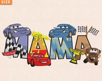Muttertag Stickmuster, Auto Mama Cartoon Stickdatei, Benutzerdefinierte Auto Mama Cartoon Stickdatei, Geschenk für Mama, Instant Download