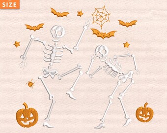 Desenho de bordado de esqueleto engraçado para o Halloween, arquivo de bordado de paródia de outono, bordado para a temporada assustadora, download instantâneo