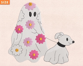 Cute Ghost Dog Embroidery Design, Halloween Dog Stitch File for Pet Lovers, Spooky Season Embroidery, Instant Download