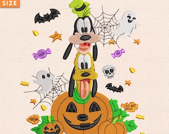 Cartoon Halloween Dog Embroidery Design, Cute Spooky Pup Fall Doodle, Magical Autumn Pattern, Instant Download