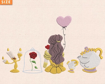 Magic Kingdom Princess Embroidery Design, Princess Icon Embroidery 3 Size, Princess Cartoon Embroidery Design, Instant Download
