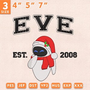 Christmas Space Robot Embroidery Design, Cute White Robot Santa Hat Machine Embroidery File, Holiday Character, Instant Download