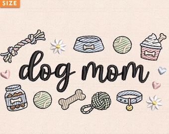 Dog Mom Embroidery File, Trendy Mama Design, Cute Pet Lover Stitch Pattern, Satin Embroidery, Instant Download