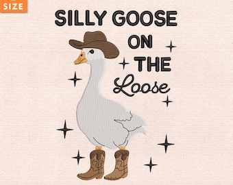 Silly Goose On The Loose Embroidery Design, Retro Cowgirl Goose Stitch File,Funny Western Machine Embroidery, 90s Aesthetic,Instant Download