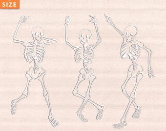 Desenho de bordado de esqueleto, arquivo de bordado satírico e engraçado para o Halloween, bordado de esqueleto assustador, download instantâneo