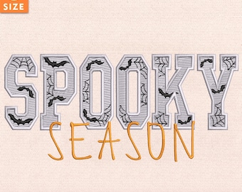Spooky Season Embroidery Design, Cozy Fall Stitch File, Halloween Lettering Embroidery Pattern, Instant Download