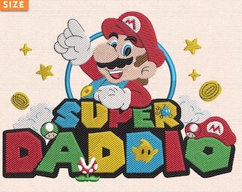 Vatertag Stickmuster, Super Daddio Stickdatei, benutzerdefinierte Vater und Sohn Stickmuster, Sofort Download