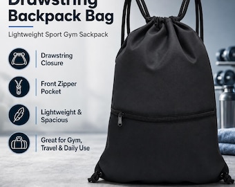 Drawstring Backpack Bag – Lightweight Sport Gym Sackpack for Travel, Workout & Daily Use