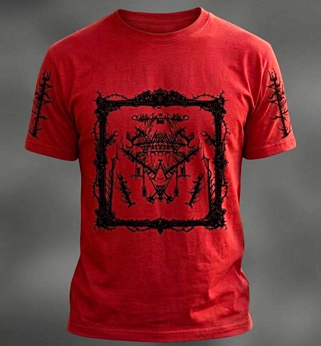 Red Ritual Emblem Sigilist Red Ritual Sleeve Shirt – Thorn Seal • Occult Symbol T-shirt ...