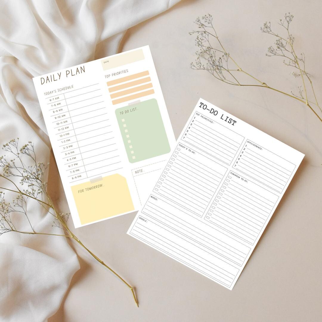 Daily Planner Printable | Minimal to Do List | Productivity Planner ...