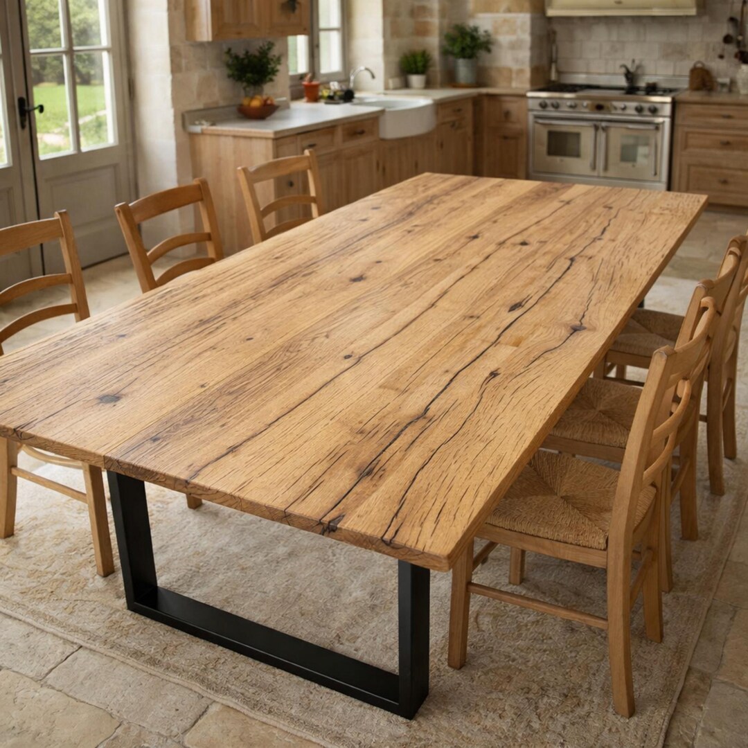 Handmade Distressed Oak Dining Table – Live Edge Farmhouse Table - Etsy