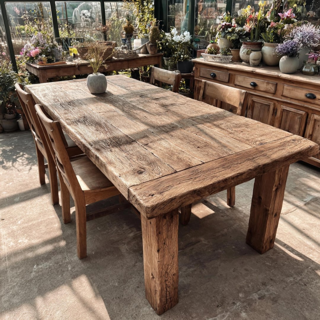 Handmade Live Edge Oak Dining Table – Rustic Farmhouse Style - Etsy