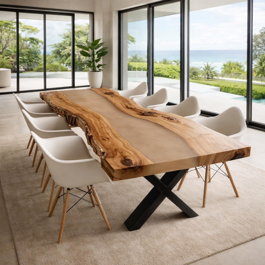 Handmade Live Edge Walnut Epoxy Dining Table – Custom Solid Wood - Etsy