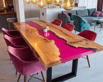 Live Edge walnoot epoxy tafel – Op maat gemaakte handgemaakte eettafel