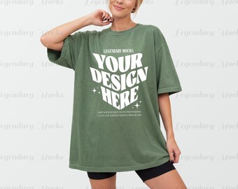 Comfort Colors 1717 Moss Shirt Mockup, Oversized Tee (JPEG Digital Download)