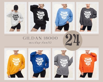 Gildan 18000 Sweatshirt Mockup Bundle | Real Model (Digital Download)