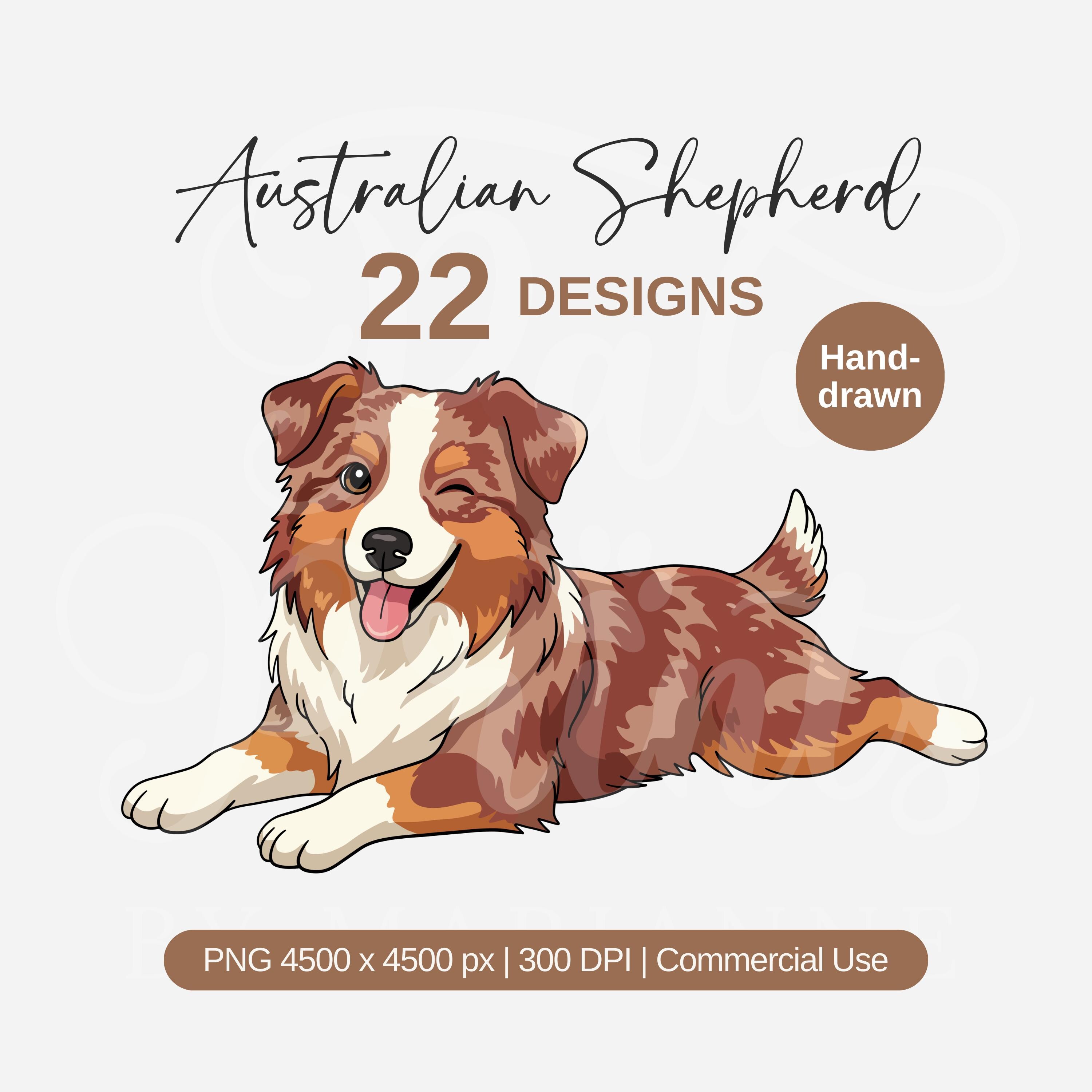 Australian Shepherd Clipart PNG Bundle Aussie Dog Illustrations PNG Set ...