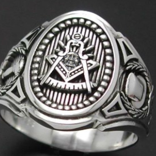 Masonic Ring in Sterling Silver Cigar Band Style 011 - Etsy