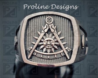 Anillo Masónico de Pasado Maestro en Plata de Ley ~ Estilo 008cp