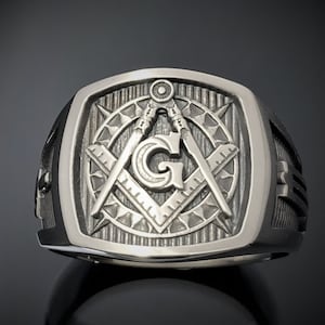 Moral Compass Masonic Ring in Sterling Silver ~ style 042a