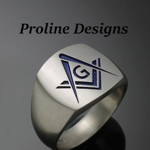 Masonic Ring in Sterling Silver with Solid Sides ~ Style 006M