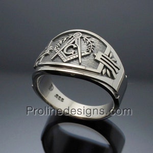 Masonic Ring in Sterling Silver Cigar Band Style 027 - Etsy